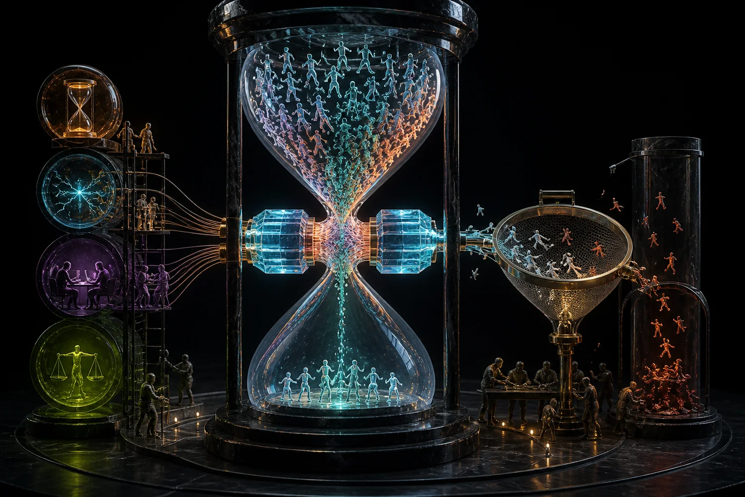 An hourglass measuring compute, labor, failures, and usable human motion frames