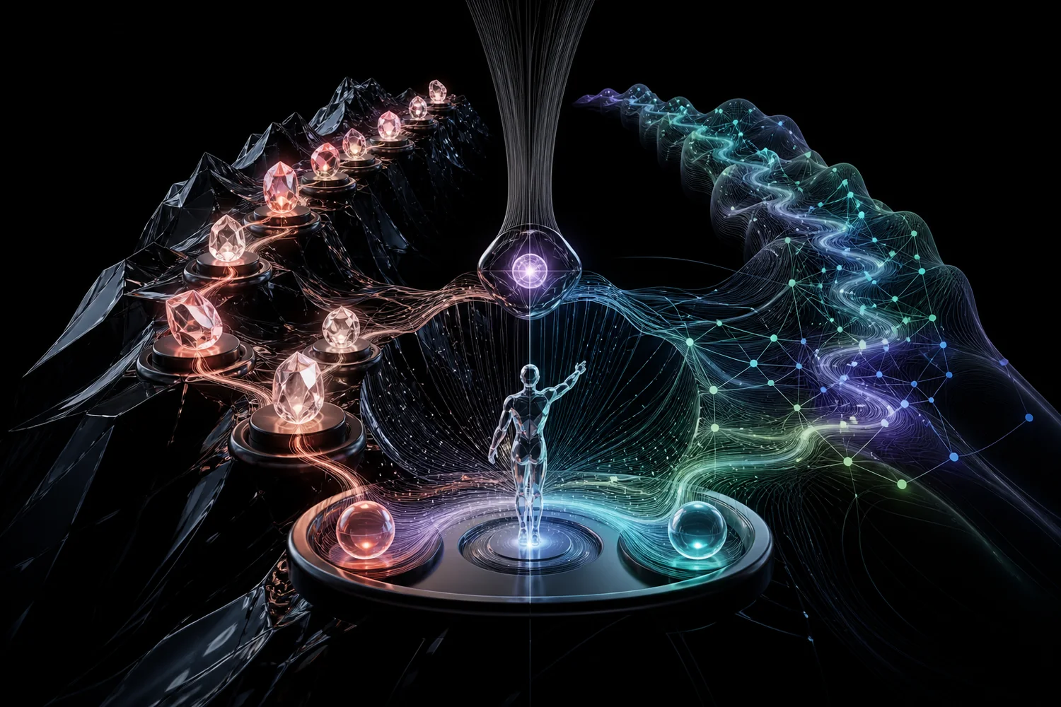 A hybrid rule path and learned motion manifold converging into one semantically aligned gesture